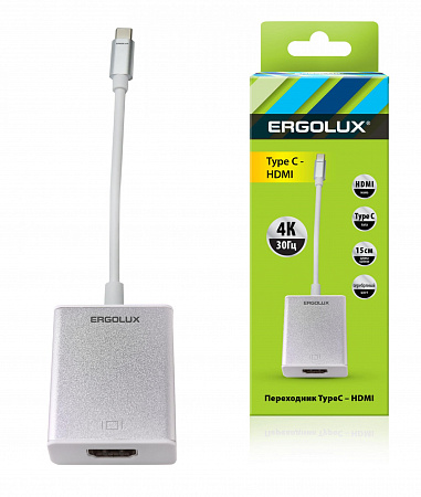 ERGOLUX ELX-VA01-Type C (Переходник HDMI-Type C, Пластик, Металлик, Коробка) ERGOLUX ELX-VA01-Type C (Переходник HDMI-Type C, Пластик, Металлик, Коробка)