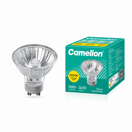 Camelion GU10 35W (Эл.лампа галоген.с защ.стеклом, 220V, 2000 часов) Camelion GU10 35W (Эл.лампа галоген.с защ.стеклом, 220V, 2000 часов)