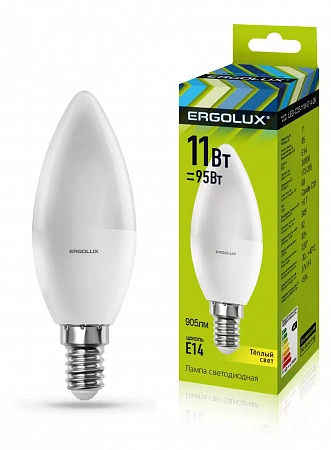 Ergolux LED-C35-11W-E14-3K (Эл.лампа светодиодная Свеча 11Вт E14 3000K 180-240В) Ergolux LED-C35-11W-E14-3K (Эл.лампа светодиодная Свеча 11Вт E14 3000K 180-240В)