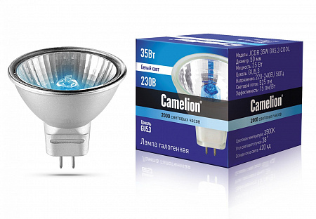 Camelion JCDR 35W GX5.3 COOL (Эл.лампа галоген.с защ.стеклом, 220V, 50mm, 2000 часов) Camelion JCDR 35W GX5.3 COOL (Эл.лампа галоген.с защ.стеклом, 220V, 50mm, 2000 часов)